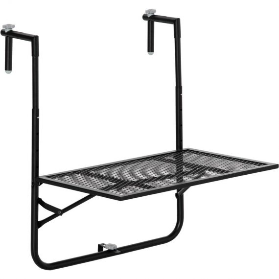 Outsunny Table de balcon suspendue en métal pliable et hauteur réglable dim. 60L x 60P x 57-72H cm - noir-AOSOM.fr 84B-862 3662970103739