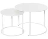 Outsunny Tables basses gigognes  set de 2 tables à café rondes  design moderne  idéal pour salon chambre balcon jardin  métal  Ø 70 x 50 cm  blanc 84B-511WT 3662970077269