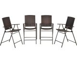 Outsunny Ensemble 4 chaises de jardin pliables résine tressée acier anticorrosion 58 x 66 x 107,5 cm brun 867-060 3662970078785