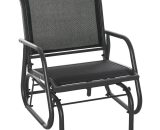 Outsunny Banc à bascule de jardin rocking chair design accoudoirs assise et dossier ergonomique acier textilène 75 x 66 x 85 cm noir 84A-148 3662970079874