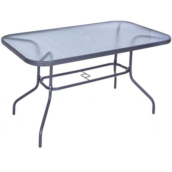 Outsunny Table bistrot de jardin plateau verre trempé espace iInstallation parasol métal époxy 140 x 80 x 70 cm noir carbonisé 84B-376 3662970079966