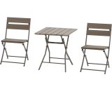 Outsunny Ensemble salon de jardin 2 personnes 1 table carrée et 2 chaises pliables plastique à grain de bois gris 84B-513 3662970081983