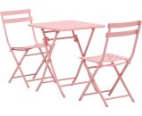 Outsunny Salon de jardin bistro pliable - table carré avec 2 chaises pliantes - acier thermolaqué rouge 863-055RD 3662970082300