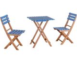 Outsunny Ensemble bistro de jardin 3 pièces avec 1 table et 2 chaises pliantes en bois de pin - bleu 84B-789LB 3662970103104