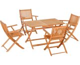 Outsunny Ensemble 1 table et 4 chaises pliantes de jardin en bois 5 pièces pour 4 pers - accoudoirs - dim. 120L x 70l x 72H cm - peuplier 84B-937 3662970106839