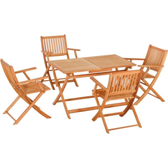 Outsunny Ensemble 1 table et 4 chaises pliantes de jardin en bois 5 pièces pour 4 pers - accoudoirs - dim. 120L x 70l x 72H cm - peuplier 84B-937 3662970106839