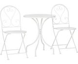 Outsunny Ensemble de jardin bistro 3 pièces 2 chaises pliantes et table ronde en métal époxy - blanc 84B-836 3662970107065
