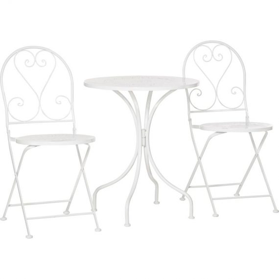 Outsunny Ensemble de jardin bistro 3 pièces 2 chaises pliantes et table ronde en métal époxy - blanc 84B-836 3662970107065