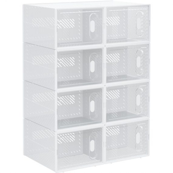 HOMCOM Lot de 8 boites cubes rangement à chaussures modulable avec portes transparentes - dim. 25L x 35l x 19H cm 850-173 3662970108673