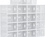 HOMCOM Lot de 18 boites cubes rangement à chaussures meuble modulable avec portes transparentes - dim. 25L x 35l x 19H cm 850-173V01 3662970108680
