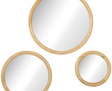 HOMCOM Lot de 3 miroirs ronds muraux bois, Ø 25,4 cm 35,6 cm et 45,7 cm 830-513V00ND 3662970108970