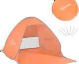 Outsunny Abri de plage tente de plage pliable pop-up automatique instantané protection UV fenêtre arrière grand tapis de sol orange A20-036OG 3662970021934