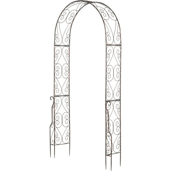 Outsunny Arche de Jardin Arche à Rosiers Style Fer Forgé Métal Époxy 120 x 30 x 226 cm Noir Vieilli Cuivré 844-221 3662970045794
