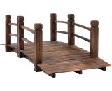 Outsunny Pont de jardin décoration extérieure pont de bassin passerelle en bois 152,5 x 67 x 48 cm bois de sapin carbonisé 844-132 3662970006498