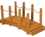 Outsunny Pont de jardin - pont de bassin - passerelle en bois - décoration extérieure - bois de sapin - dim. 121L x 57,5l x 59H cm orange-AOSOM.fr 844-457V01 3662970100660