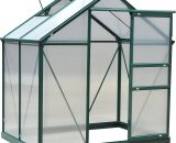 Outsunny serre de jardin en aluminium et polycarbonate à paroi doublée alvéolée Dim.1,9L x 1,32l x 2,01H m vert, transparent 845-057 3662970042991