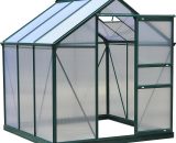 Outsunny serre de jardin en aluminium et polycarbonate à paroi doublée alvéolée Dim.1,9L x 1,92l x 2,01H m vert, transparent 845-058 3662970043004