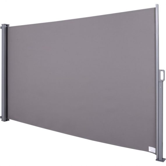 Outsunny Store latéral brise-vue paravent rétractable dim. 3L x 1,80H m alu. polyester anti-UV haute densité 280 g/m² gris 840-210V01 3662970063897