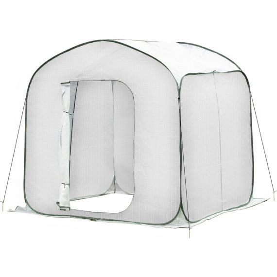 Outsunny Serre de jardin pop-up 2 x 2 m bâche imperméable anti-UV porte zippée sac portable acier blanc 845-406 3662970077573