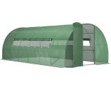 Outsunny Serre de jardin tunnel 16 m² 5,7L x 2,92l x 1,97H m métal galvanisé renforcé diamètre 2,4 cm + PE haute densité fenêtres porte vert-AOSOM.fr 845-143V01 3662970088180