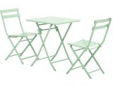 Outsunny Salon de jardin bistro pliable - table carré avec 2 chaises pliantes - acier thermolaqué vert 863-055GN 3662970081464