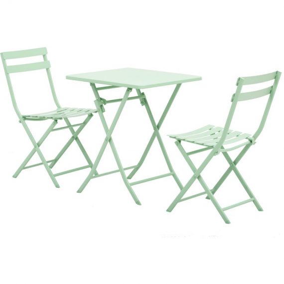 Outsunny Salon de jardin bistro pliable - table carré avec 2 chaises pliantes - acier thermolaqué vert 863-055GN 3662970081464