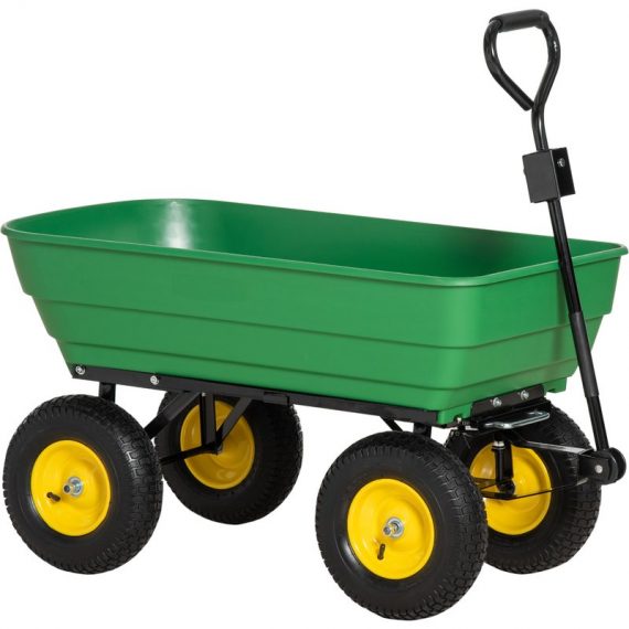 Outsunny Chariot de jardin a main garden cart truck cuve basculante max. 200 Kg-AOSOM.fr 845-636V01 3662970087275