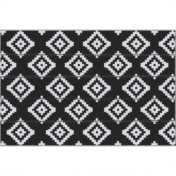 Outsunny Tapis d'extérieur réversible pliable tapis de camping plastique PP haute densité dim. 182L x 274l cm noir et blanc 844-482 3662970100639