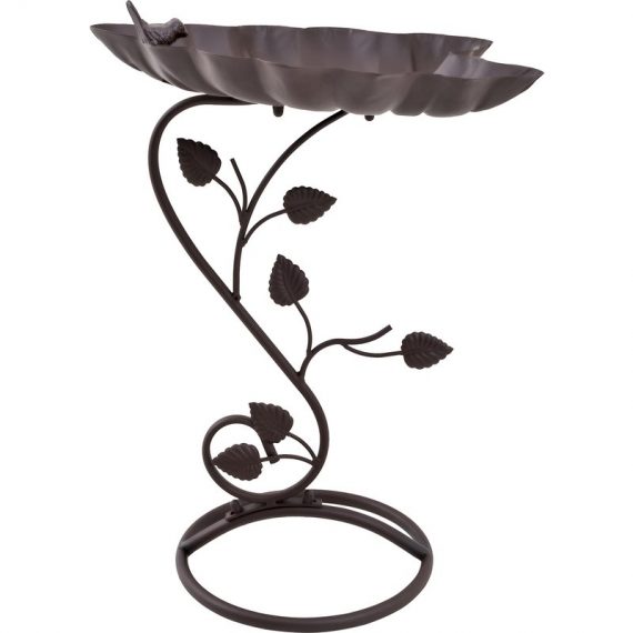 Outsunny Abreuvoir bain d'oiseaux sur pieds en forme de feuille pour jardin en métal 38,5 x 31 x 54 cm 844-276 3662970106372
