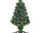 HOMCOM Sapin de Noël artificiel lumineux fibre optique multicolore + support pied Ø 35 x 60H cm 55 branches vert 830-176 3662970041062