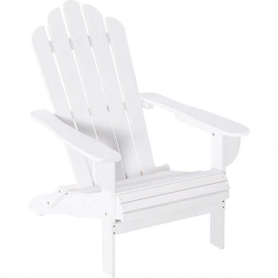 Outsunny Fauteuil Adirondack pliable de jardin grand confort dossier incliné assise profonde bois de pin traité peint blanc 84B-848WT 3662970103760