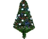 HOMCOM Sapin de Noël artificiel lumineux 16 lumières LED fibres optiques lumineux multicolores 130 branches PVC étoile sommet brillante hauteur 120 cm vert 02-0792 3662970110300