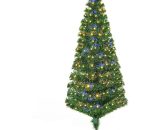 HOMCOM Sapin de Noël artificiel lumineux fibre optique LED multimode multicolore + support pied Ø 82 x 180H cm 230 branches étoile sommet brillante vert 830-061 3662970012826