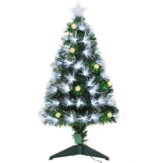 HOMCOM Sapin de Noël artificiel 90 cm arbre de Noël lumineux LED 90 branches fibre optique décoration exquise vert 830-290V90 3662970073742