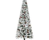 HOMCOM Sapin arbre de Noël artificiel 600 branches enneigées 23 houx et pommes de pin+ support pied hauteur 180 cm vert 830-547V00GN 3662970109908