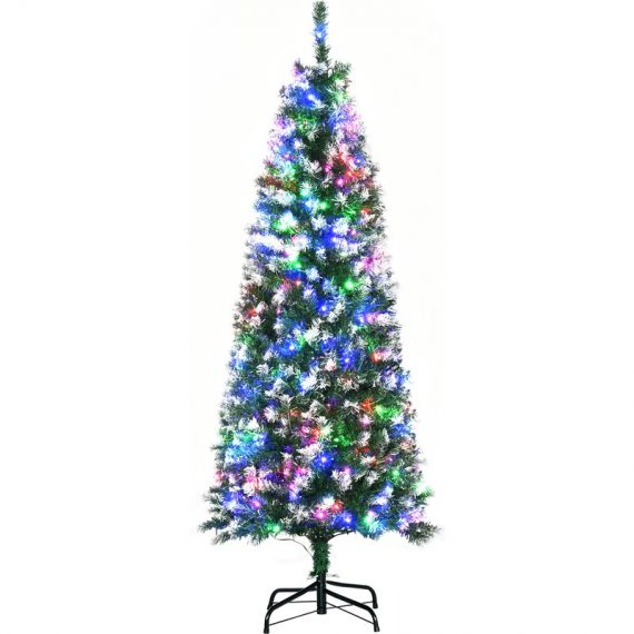 HOMCOM Sapin de Noël artificiel lumineux 408 branches enneigées 250 LED - support pied pliable hauteur 150 cm vert 830-576V91GN 3662970111390