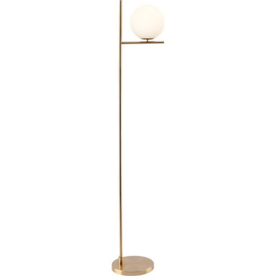 HOMCOM Lampadaire lampe à pied en métal avec abat-jour câble de 180 cm avec interrupteur à pied 30 x 25 x 159 cm or blanc B31-351V90 3662970094471