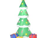 HOMCOM Sapin de Noël enneigé décoré avec cadeaux polyester imperméable 93L x 39l x 176H cm vert blanc 844-390V90 3662970093085