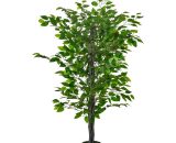 HOMCOM Arbre artificiel ficus plante artificielle hauteur 135 cm 756 feuilles réalistes pot Inclus noir vert 830-432 3662970087602