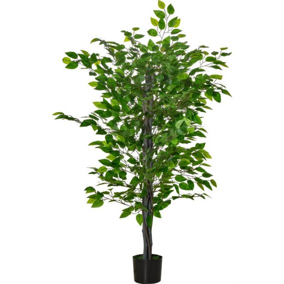 HOMCOM Arbre artificiel ficus plante artificielle hauteur 135 cm 756 feuilles réalistes pot Inclus noir vert 830-432 3662970087602