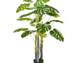 HOMCOM Arbre artificiel monstera plante artificielle hauteur 120 cm 20 feuilles réalistes pot Inclus noir vert 830-435 3662970087619