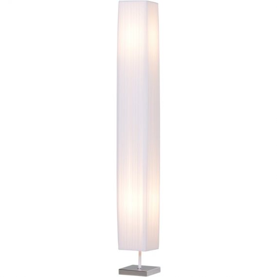 HOMCOM Lampe lampadaire colonne sur pied moderne lumière tamisée 40 W 14L x 14l x 120H cm inox blanc B31-019 3662970020579