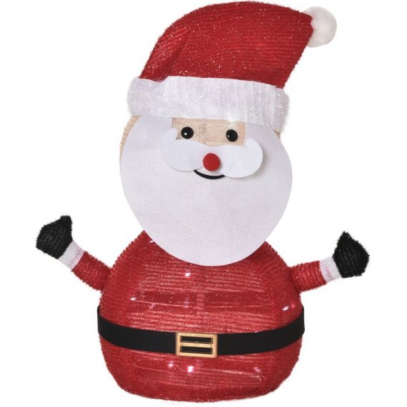 Outsunny Lumière de Noël lampe du Père Noël pliable décoration de Noël avec 30 lumières LED intégrées hauteur de 51 cm en polyester 830-410 3662970092439