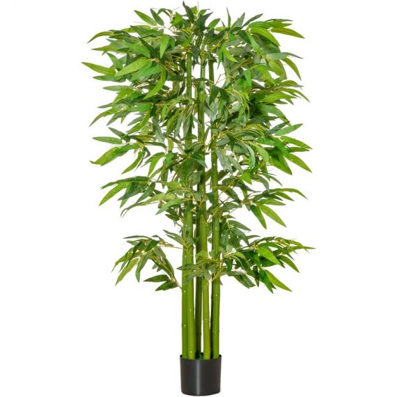 HOMCOM Arbre artificiel bambou plante artificielle hauteur de 160 cm 975 feuilles réalistes pot Inclus vert 830-441 3662970078051
