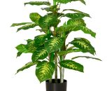 HOMCOM Plante artificielle calathea hauteur 95 cm pot ciment 42 feuilles - intérieur ou extérieur 830-433 3662970108079