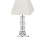 HOMCOM Lampe en cristal - lampe de table design contemporain - Ø 20 x 47H cm - abat-jour polyester blanc beige B31-215 3662970075890