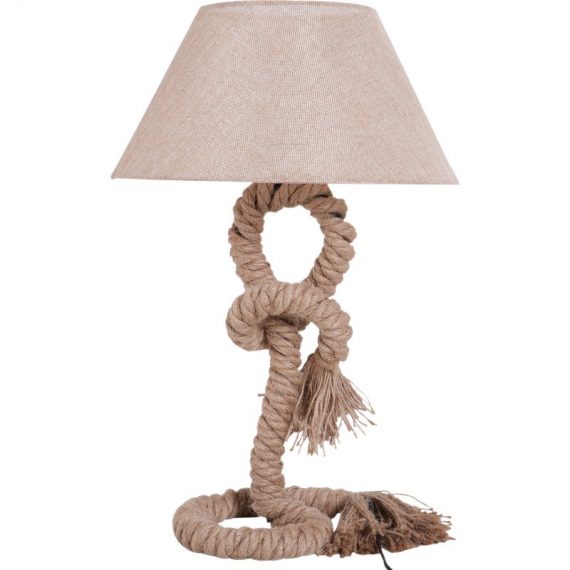 HOMCOM Lampe de table - lampe à poser style marin - Ø 40 x 65H cm - abat-jour PVC revêtement lin beige B31-116 3662970084298