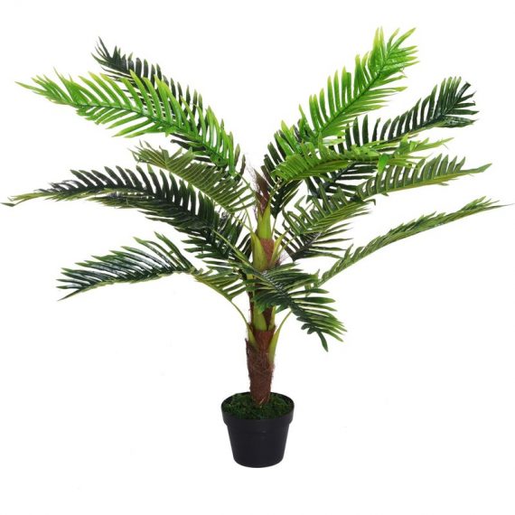 Outsunny Palmier artificiel hauteur 123 cm arbre artificiel décoration plastique fil de fer pot inclus vert aosom france 844-225 3662970047453