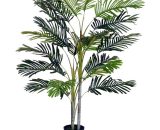 Outsunny Palmier artificiel hauteur 150 cm arbre artificiel décoration plastique fil de fer pot inclus vert aosom france 844-224 3662970047446
