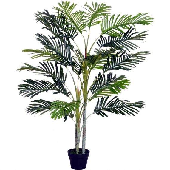 Outsunny Palmier artificiel hauteur 150 cm arbre artificiel décoration plastique fil de fer pot inclus vert aosom france 844-224 3662970047446